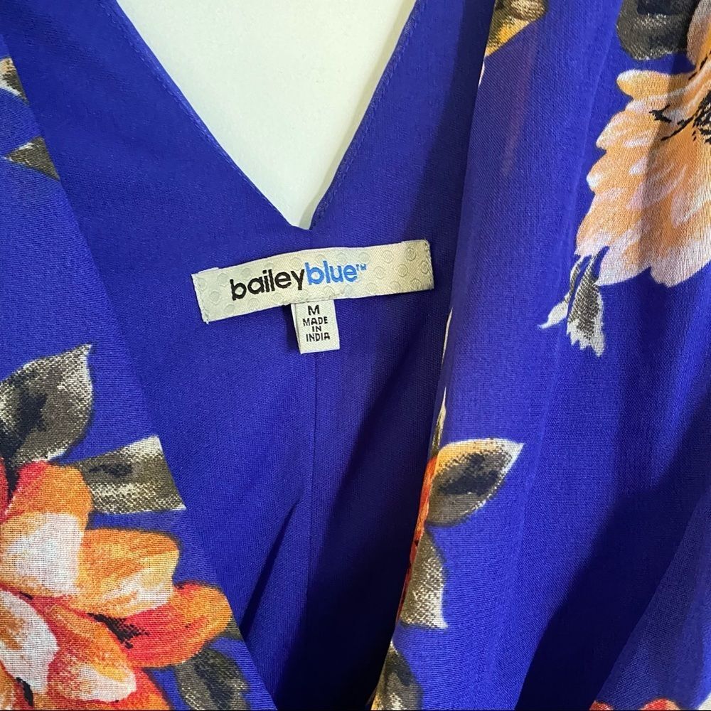 Bailey Blue Floral Long Sleeve V Neck Navy Romper - Picture 4 of 5